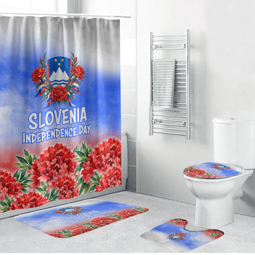 Slovenia Independence Day Bathroom Set White Lipizzan Horse Red Carnation Emblem Patriotic