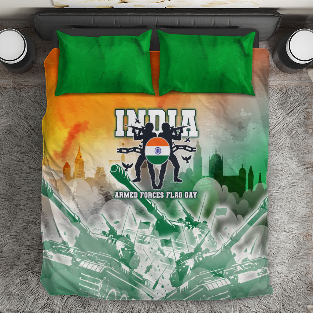 India Armed Forces Flag Day Bedding Set Military Indian Flag Silhouette - Honoring Our Defenders