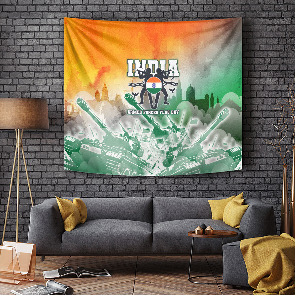 India Armed Forces Flag Day Tapestry Military Indian Flag Silhouette - Honoring Our Defenders