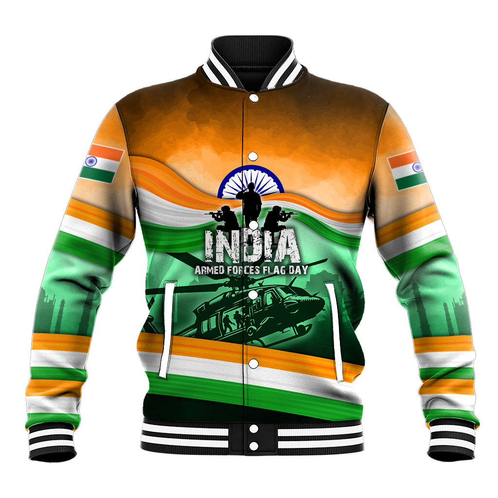 India Armed Forces Flag Day Baseball Jacket Patriotic Indian Military - Supporting Our Heroes