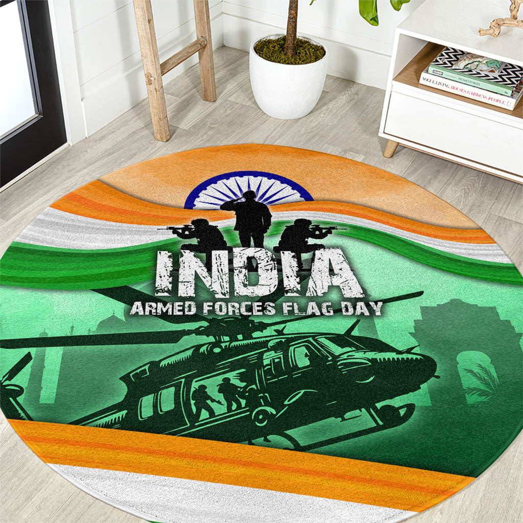 India Armed Forces Flag Day Round Carpet Patriotic Indian Military - Supporting Our Heroes