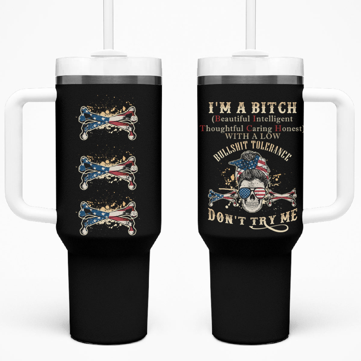 I'm A B Don't Try Me Tumbler With Handle - Wonder Print Shop