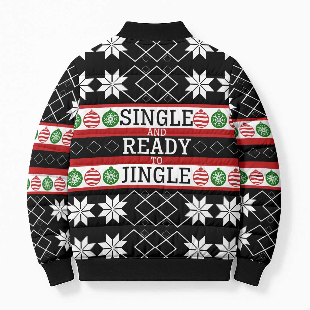 Single Ready To Jingle Christmas Bomber Puffer Jacket Xmas Holiday Patterns - Wonder Print Shop