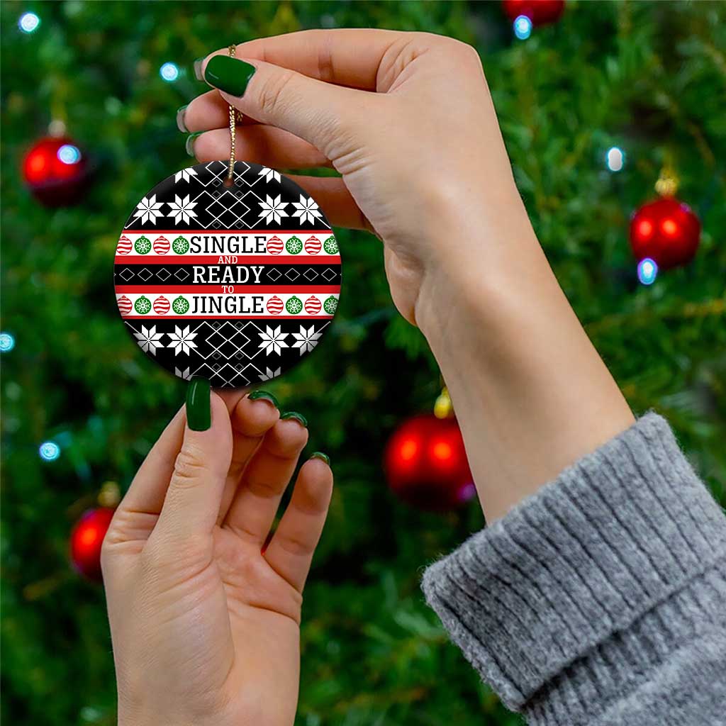 Single Ready To Jingle Christmas Ceramic Ornament Xmas Holiday Patterns - Wonder Print Shop