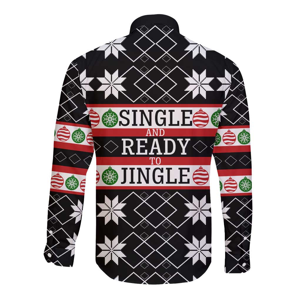 Single Ready To Jingle Christmas Long Sleeve Button Shirt Xmas Holiday Patterns - Wonder Print Shop
