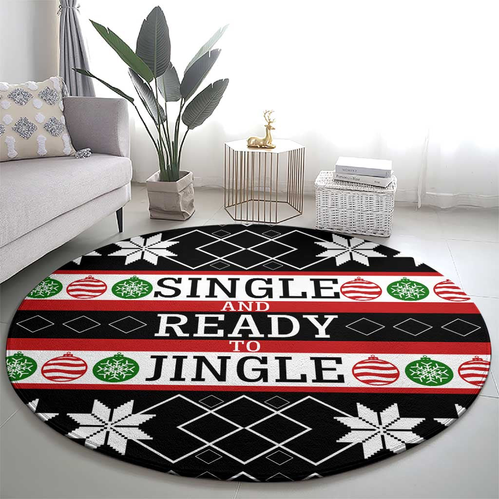 Single Ready To Jingle Christmas Round Carpet Xmas Holiday Patterns - Wonder Print Shop
