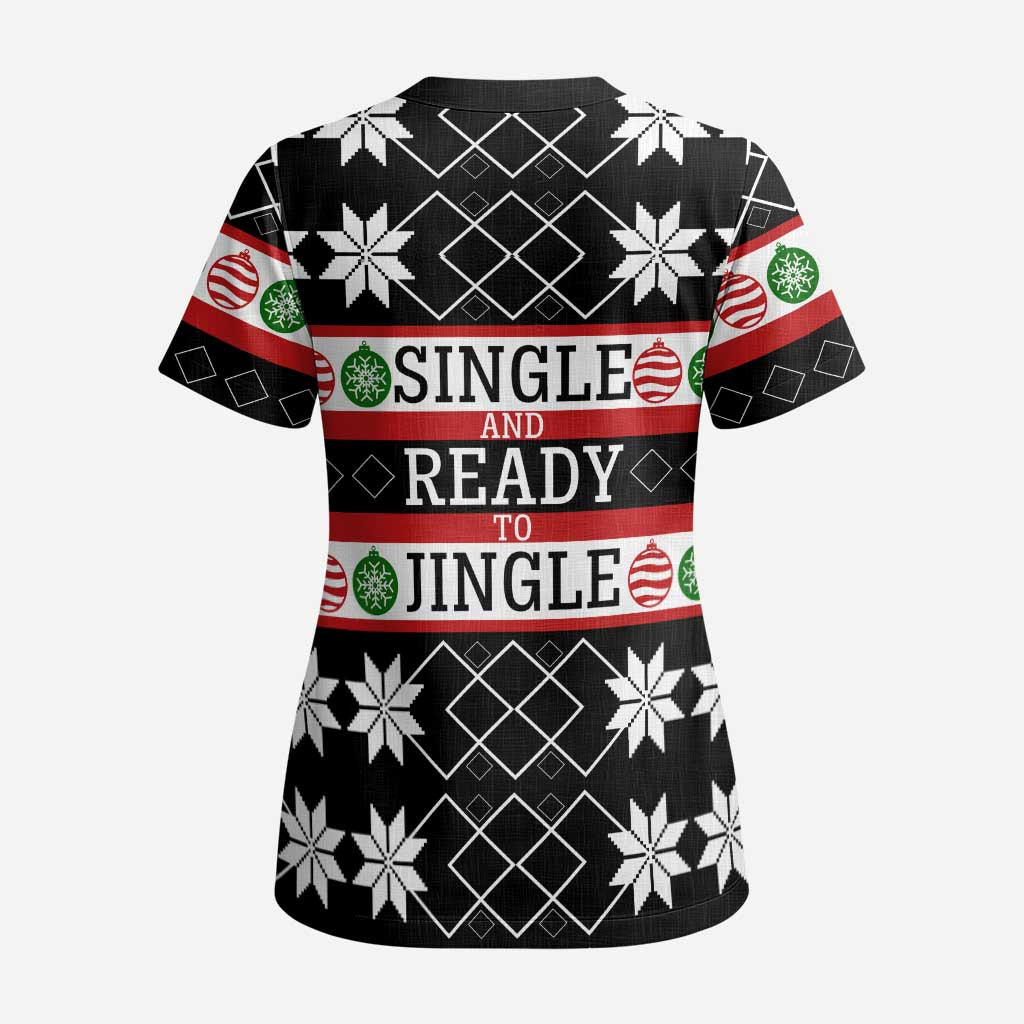 Single Ready To Jingle Christmas Scrub Top Xmas Holiday Patterns - Wonder Print Shop