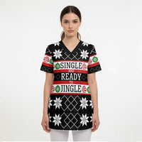 Single Ready To Jingle Christmas Scrub Top Xmas Holiday Patterns - Wonder Print Shop