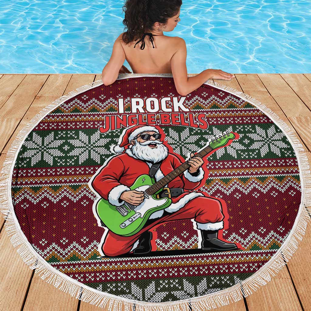 I Rock Jingle Bells Christmas Design Beach Blanket Funny Xmas Holiday Patterns - Wonder Print Shop
