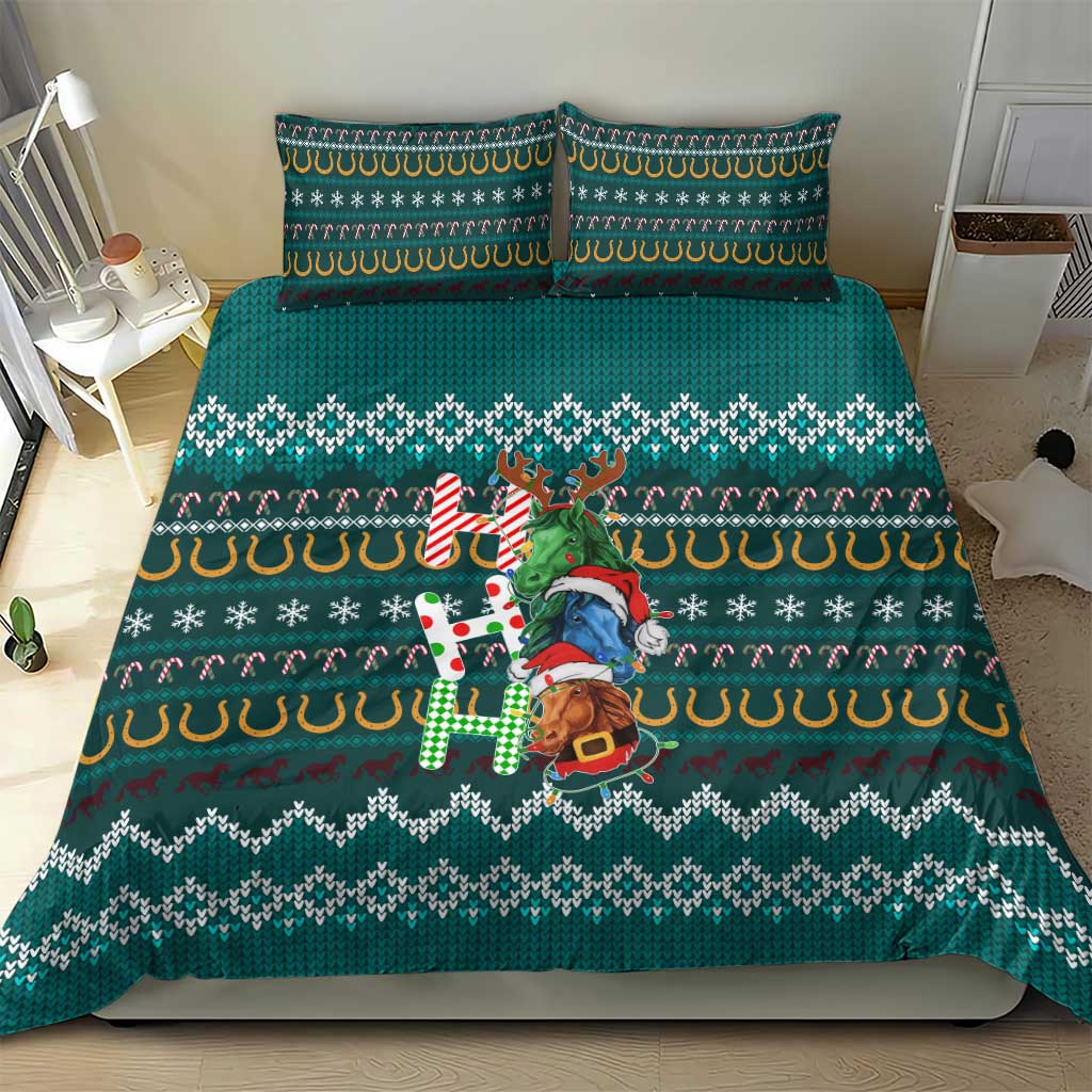 Horse Ho Ho Ho Christmas Design Bedding Set Funny Xmas Holiday Patterns - Wonder Print Shop