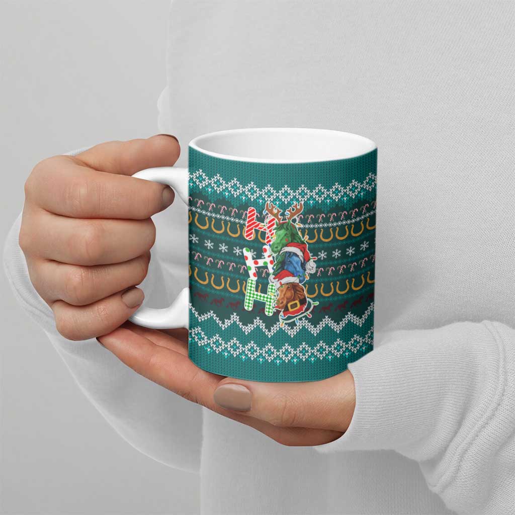Horse Ho Ho Ho Christmas Design Ceramic Mug Funny Xmas Holiday Patterns - Wonder Print Shop