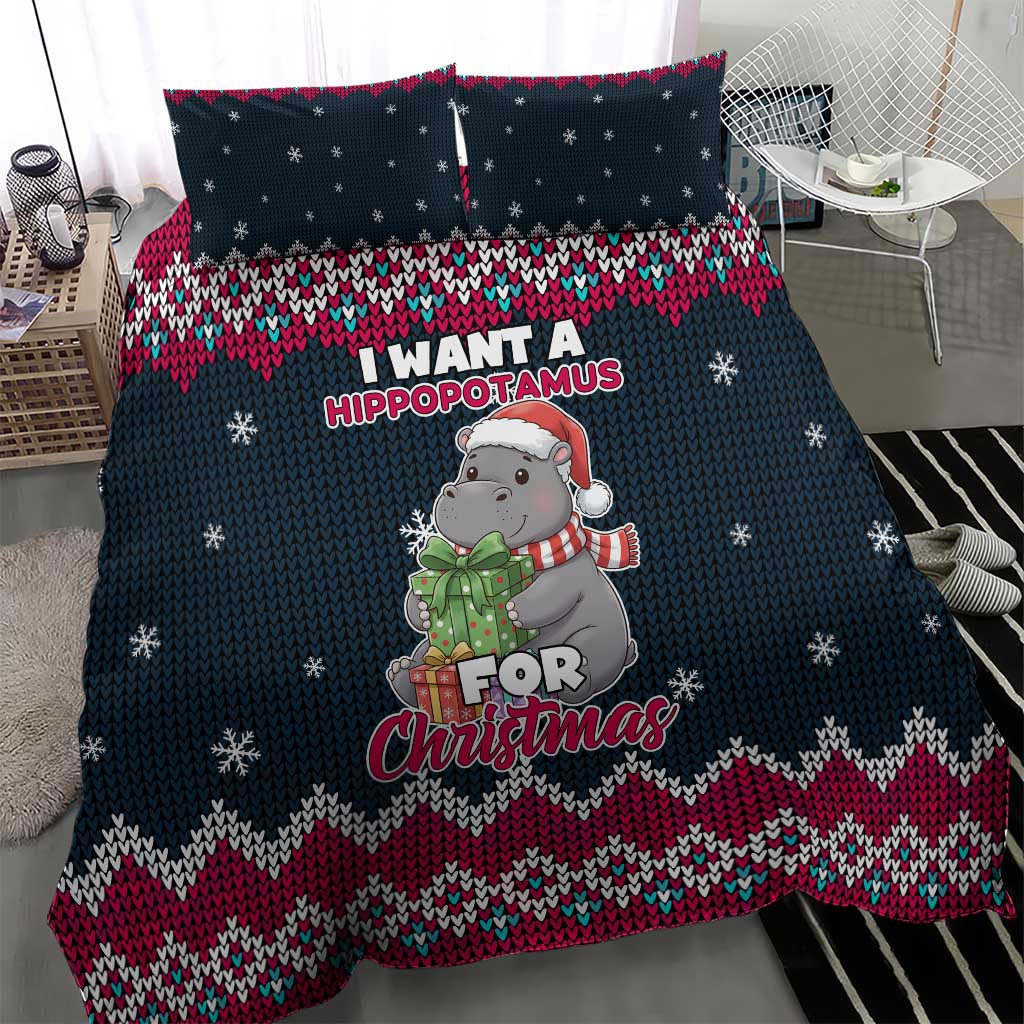 I Want A Hippopotamus Christmas Design Bedding Set Xmas Holiday Patterns - Wonder Print Shop
