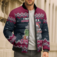 I Want A Hippopotamus Christmas Design Bomber Puffer Jacket Xmas Holiday Patterns - Wonder Print Shop