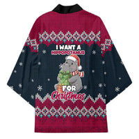 I Want A Hippopotamus Christmas Design Kimono Xmas Holiday Patterns - Wonder Print Shop