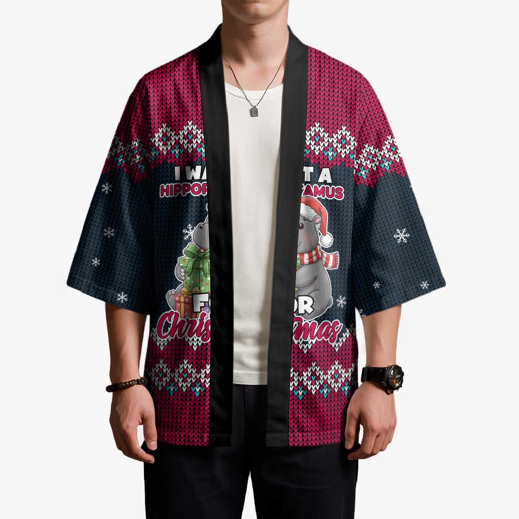 I Want A Hippopotamus Christmas Design Kimono Xmas Holiday Patterns - Wonder Print Shop