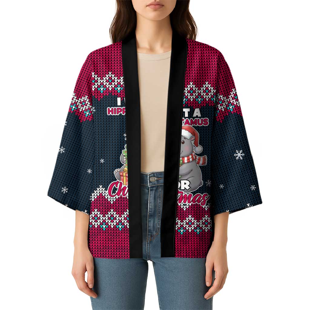 I Want A Hippopotamus Christmas Design Kimono Xmas Holiday Patterns - Wonder Print Shop