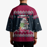 I Want A Hippopotamus Christmas Design Kimono Xmas Holiday Patterns - Wonder Print Shop