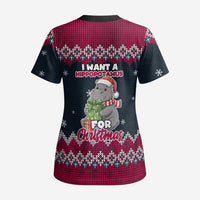I Want A Hippopotamus Christmas Design Scrub Top Xmas Holiday Patterns - Wonder Print Shop