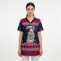 I Want A Hippopotamus Christmas Design Scrub Top Xmas Holiday Patterns - Wonder Print Shop
