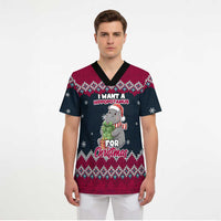 I Want A Hippopotamus Christmas Design Scrub Top Xmas Holiday Patterns - Wonder Print Shop