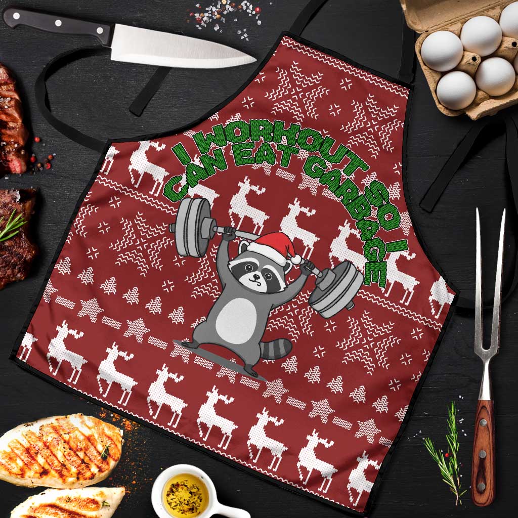 I Workout So I Can Eat Garbage Christmas Design Apron Xmas Holiday Patterns - Wonder Print Shop