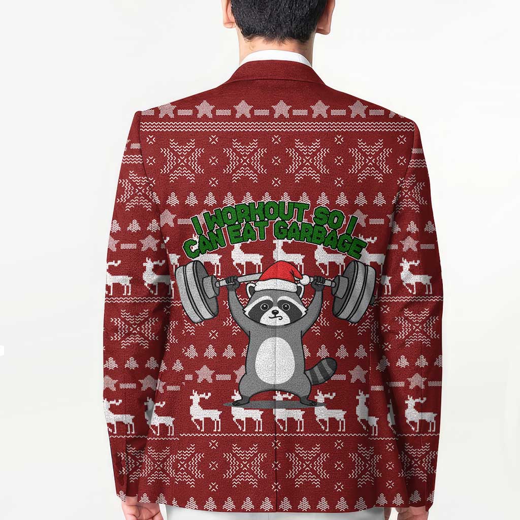 I Workout So I Can Eat Garbage Christmas Design Blazer Xmas Holiday Patterns - Wonder Print Shop