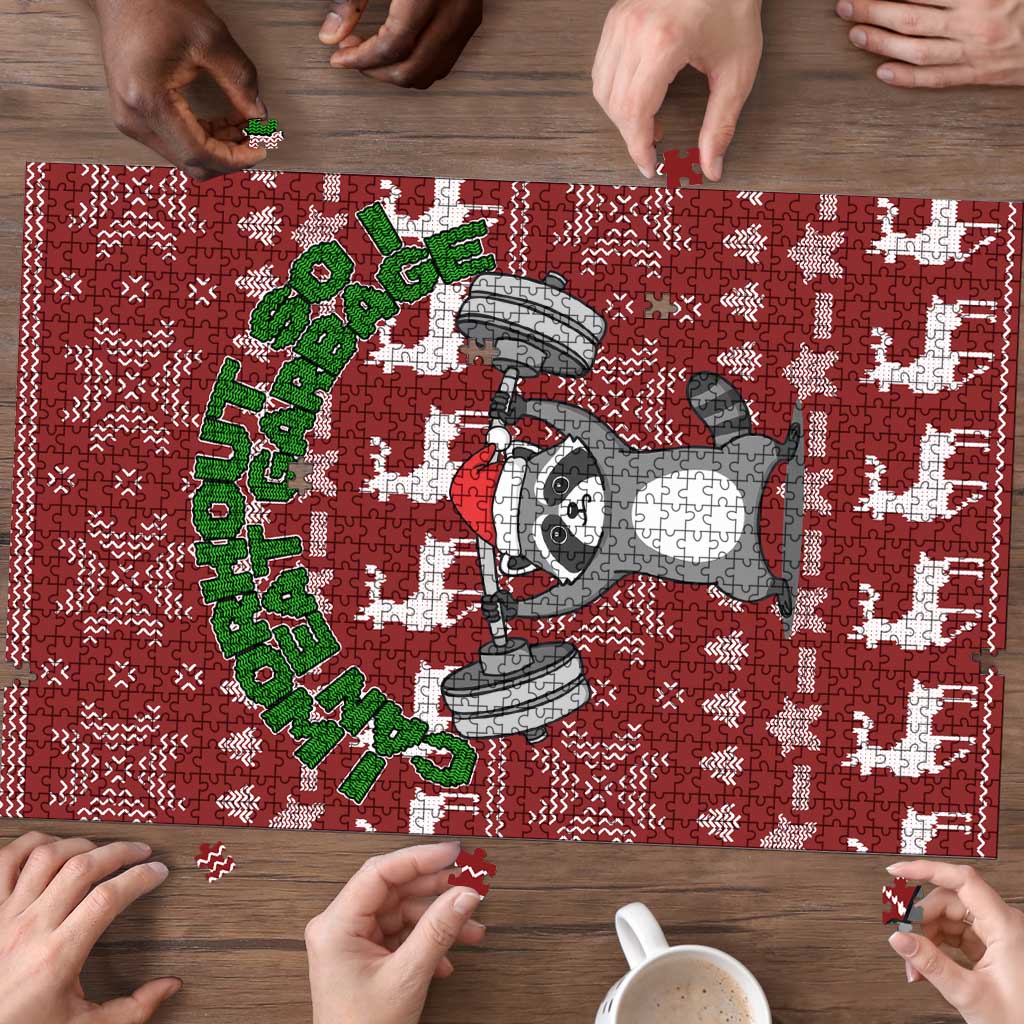 I Workout So I Can Eat Garbage Christmas Design Puzzle Xmas Holiday Patterns - Wonder Print Shop