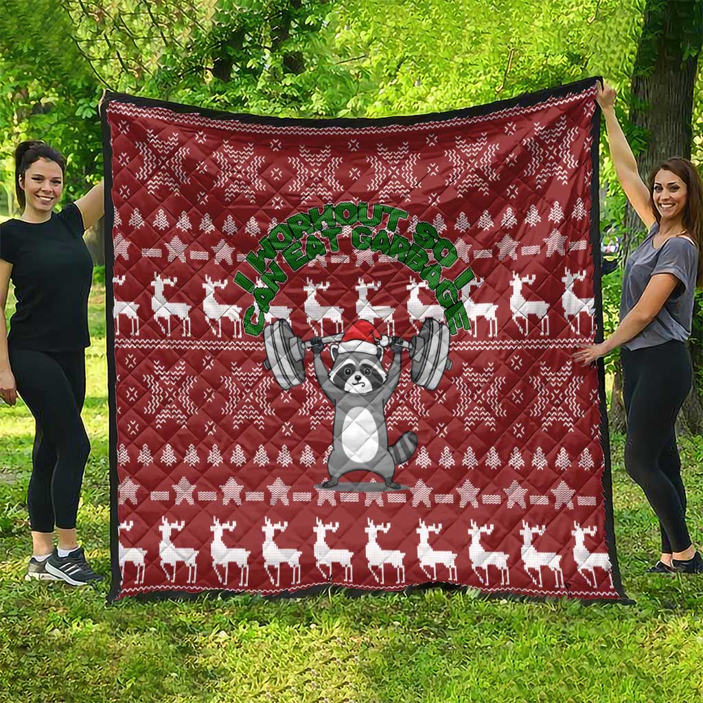 I Workout So I Can Eat Garbage Christmas Design Quilt Xmas Holiday Patterns - Wonder Print Shop