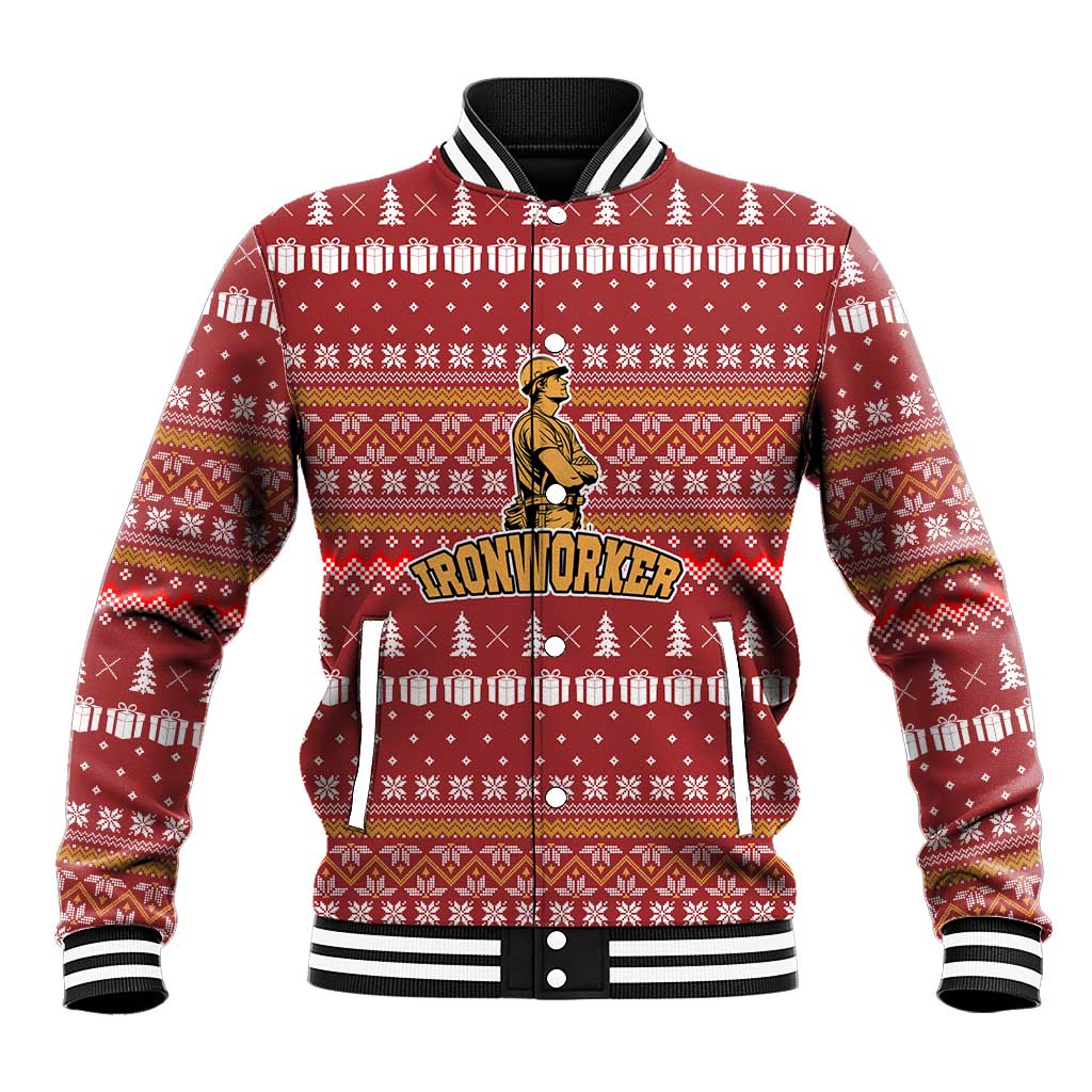 Christmas Ironworker American Flag Baseball Jacket Xmas Holiday Patterns - Wonder Print Shop