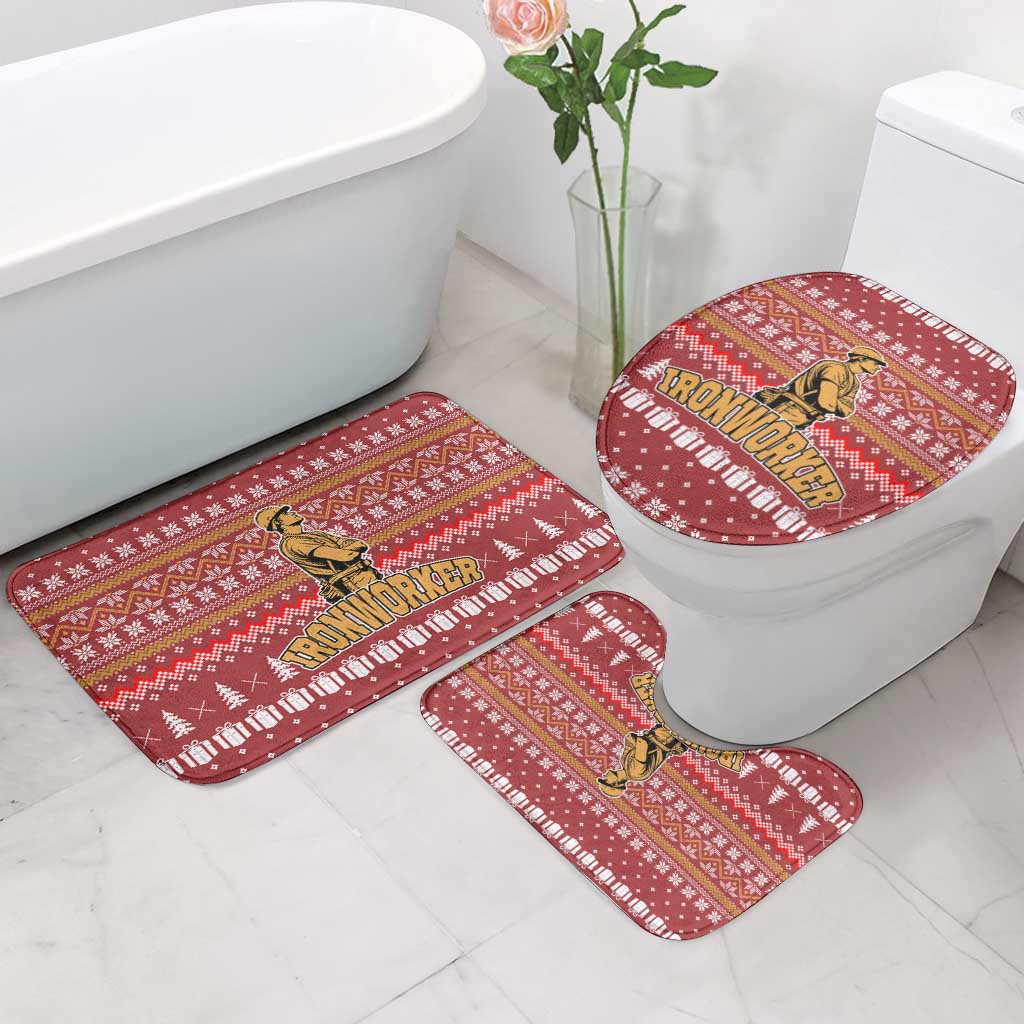 Christmas Ironworker American Flag Bathroom Set Xmas Holiday Patterns - Wonder Print Shop