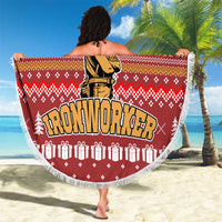 Christmas Ironworker American Flag Beach Blanket Xmas Holiday Patterns - Wonder Print Shop