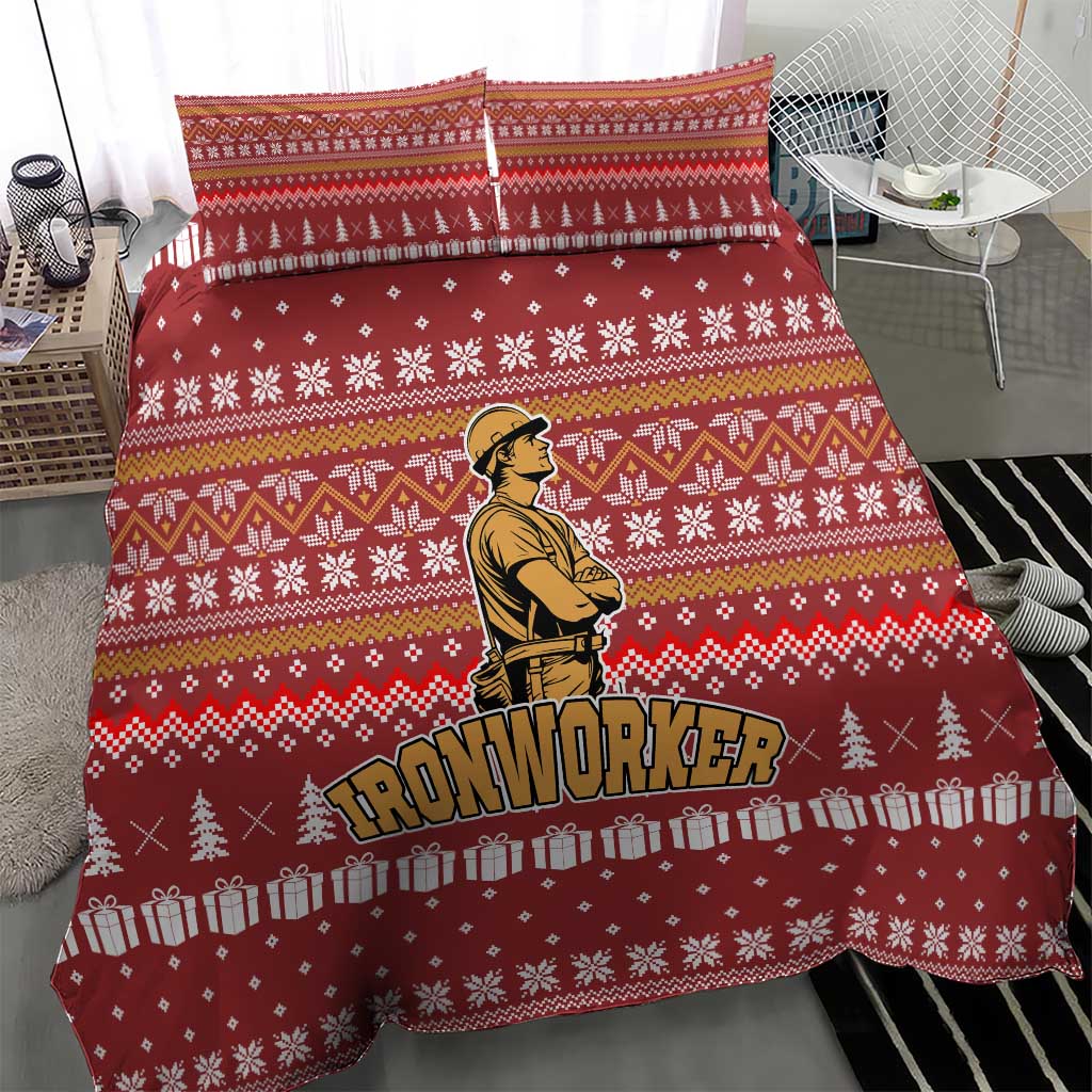 Christmas Ironworker American Flag Bedding Set Xmas Holiday Patterns - Wonder Print Shop