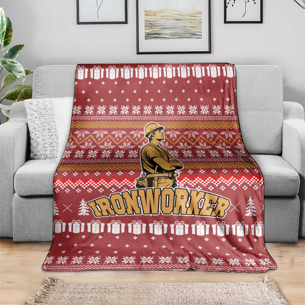 Christmas Ironworker American Flag Blanket Xmas Holiday Patterns - Wonder Print Shop