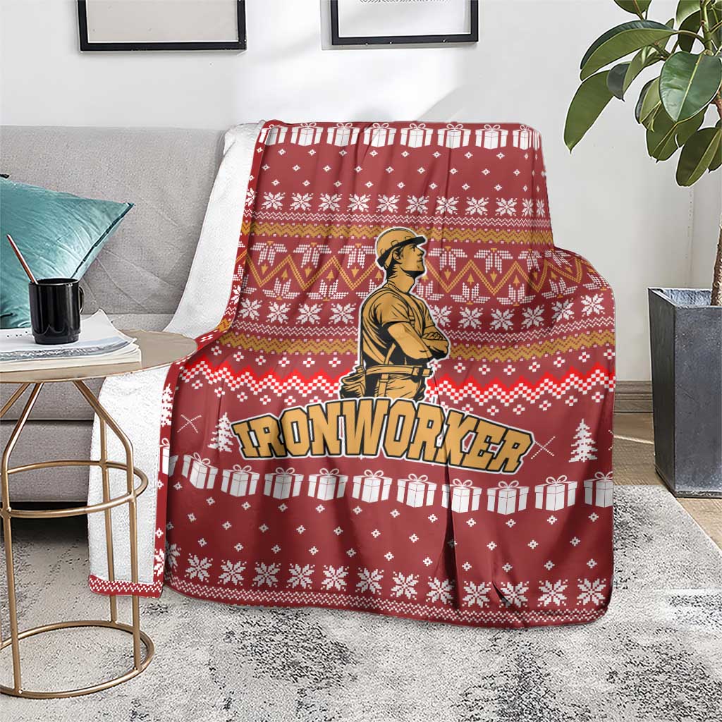 Christmas Ironworker American Flag Blanket Xmas Holiday Patterns - Wonder Print Shop