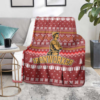 Christmas Ironworker American Flag Blanket Xmas Holiday Patterns - Wonder Print Shop