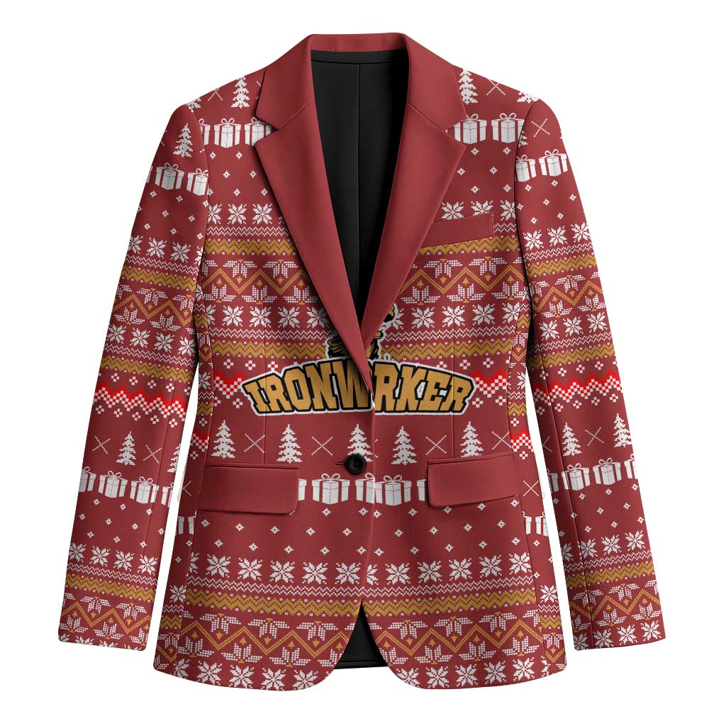 Christmas Ironworker American Flag Blazer Xmas Holiday Patterns - Wonder Print Shop