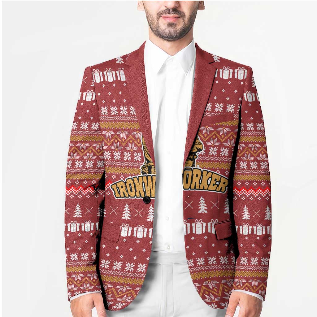 Christmas Ironworker American Flag Blazer Xmas Holiday Patterns - Wonder Print Shop