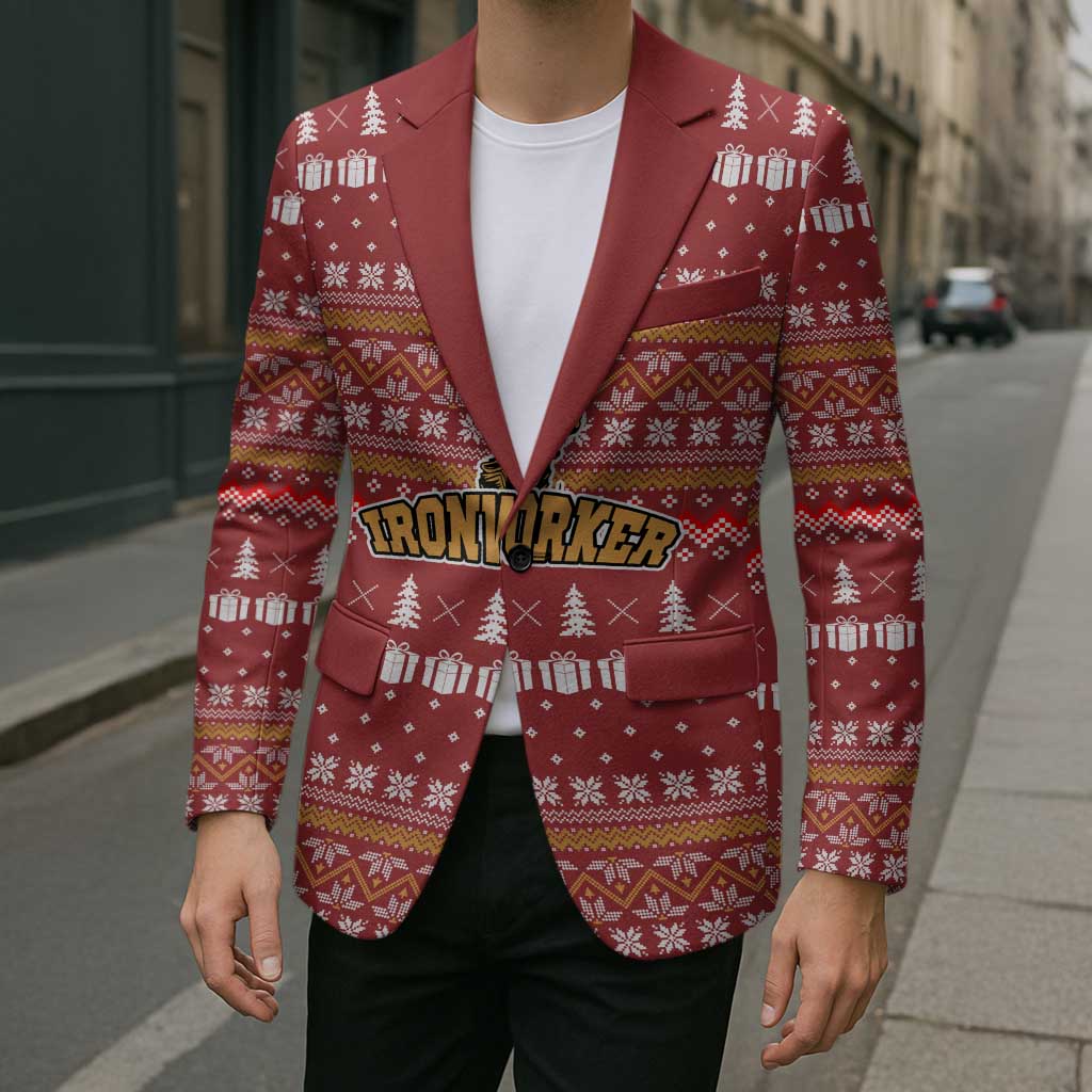 Christmas Ironworker American Flag Blazer Xmas Holiday Patterns - Wonder Print Shop