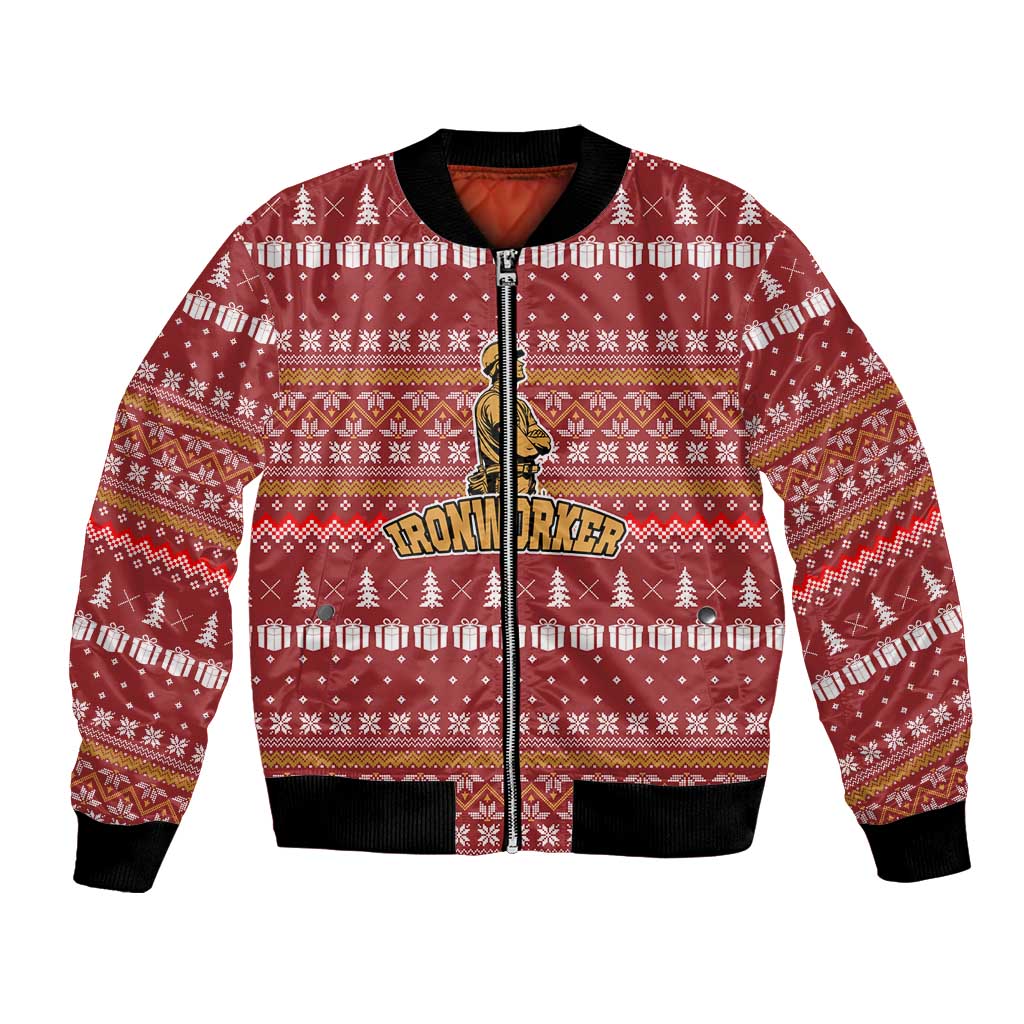 Christmas Ironworker American Flag Bomber Jacket Xmas Holiday Patterns - Wonder Print Shop