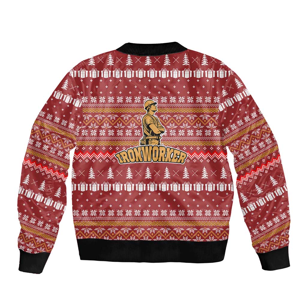 Christmas Ironworker American Flag Bomber Jacket Xmas Holiday Patterns - Wonder Print Shop