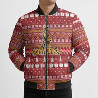 Christmas Ironworker American Flag Bomber Puffer Jacket Xmas Holiday Patterns - Wonder Print Shop