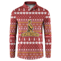 Christmas Ironworker American Flag Button Sweatshirt Xmas Holiday Patterns - Wonder Print Shop