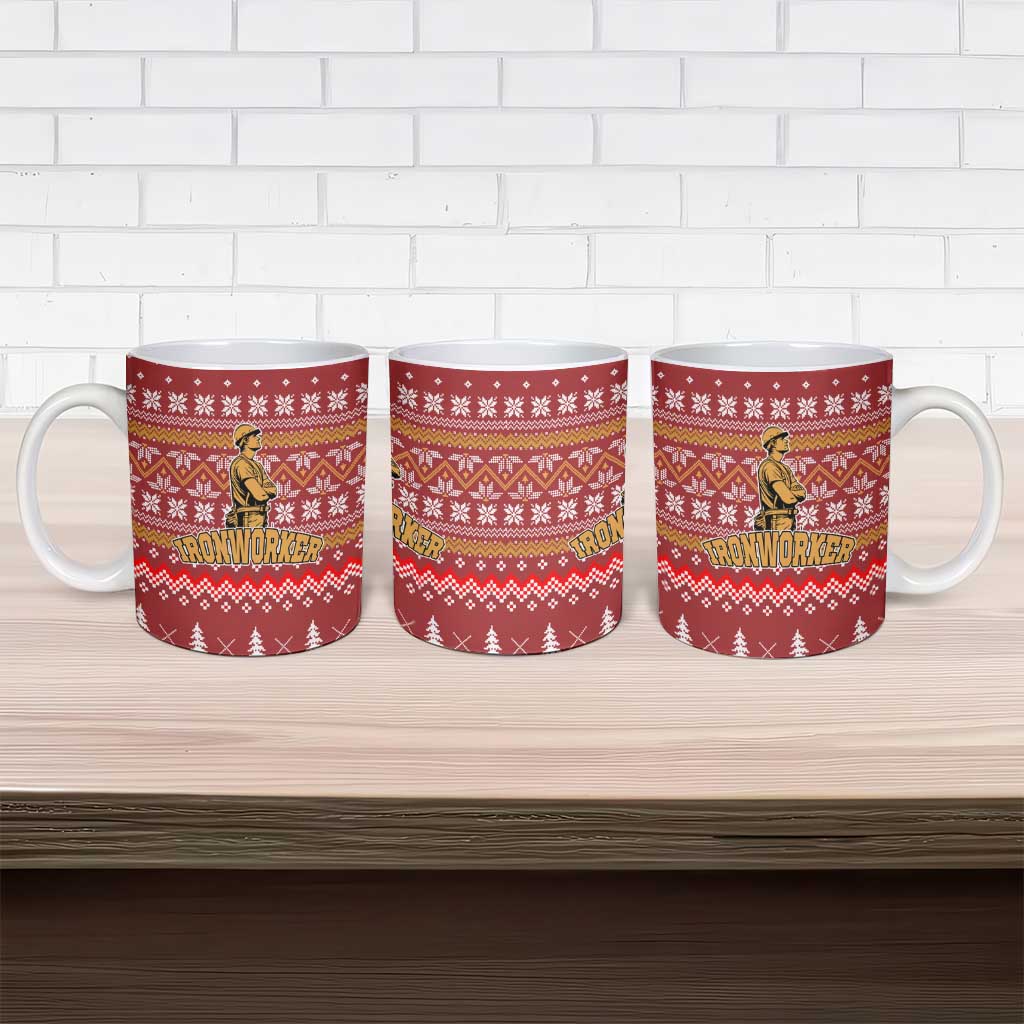 Christmas Ironworker American Flag Ceramic Mug Xmas Holiday Patterns - Wonder Print Shop