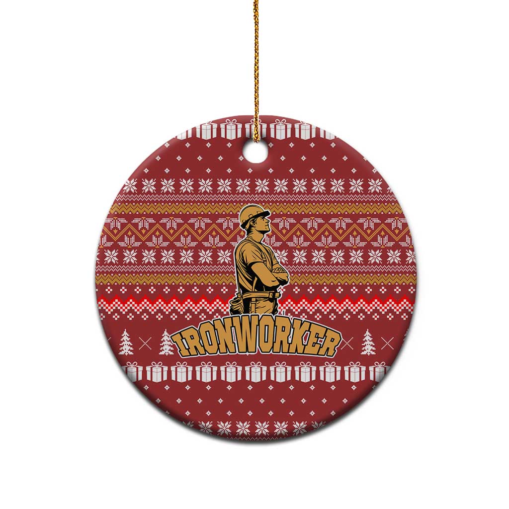 Christmas Ironworker American Flag Ceramic Ornament Xmas Holiday Patterns - Wonder Print Shop