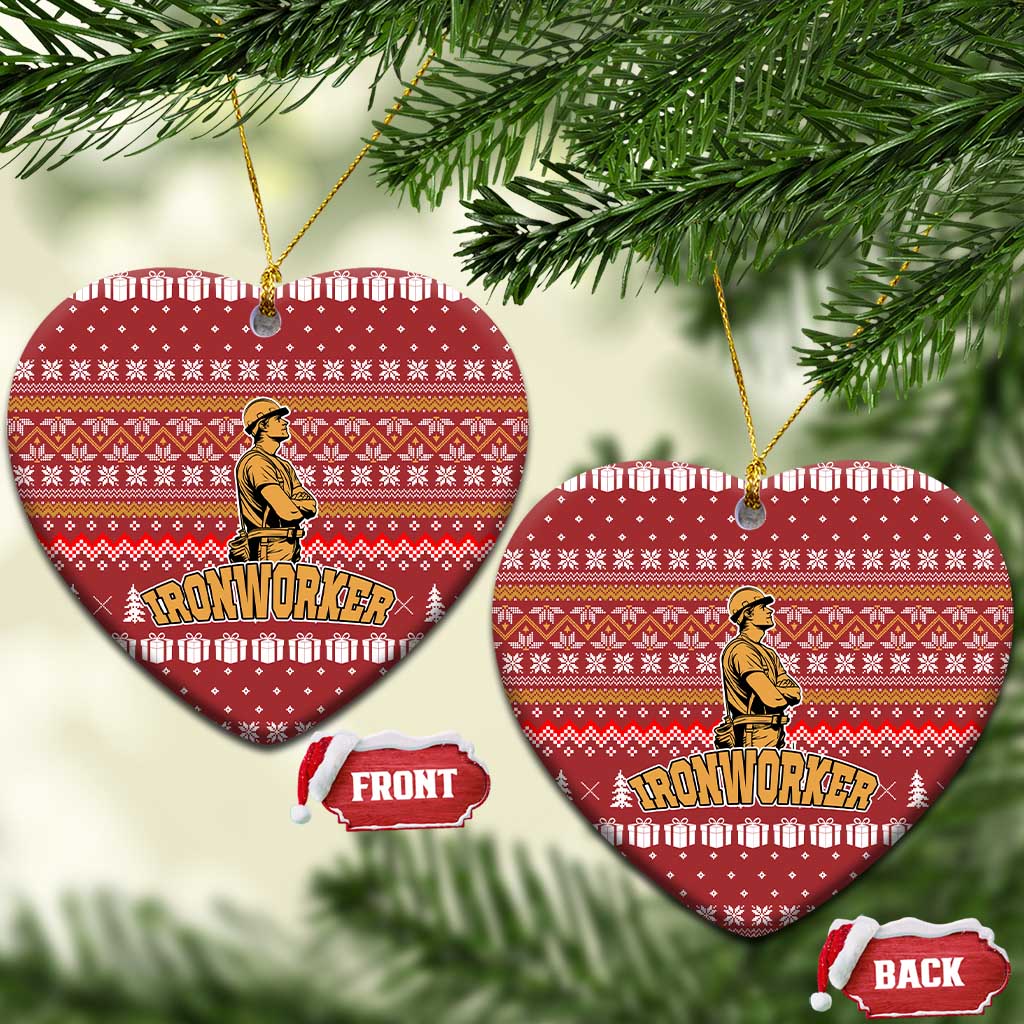 Christmas Ironworker American Flag Ceramic Ornament Xmas Holiday Patterns - Wonder Print Shop