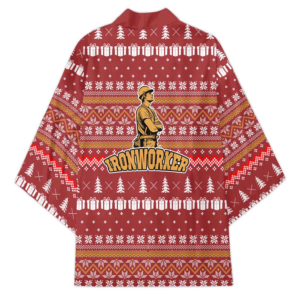Christmas Ironworker American Flag Kimono Xmas Holiday Patterns - Wonder Print Shop