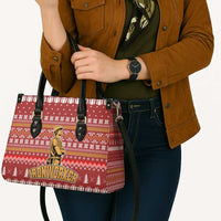 Christmas Ironworker American Flag Leather Bag Xmas Holiday Patterns - Wonder Print Shop