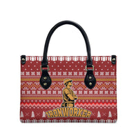Christmas Ironworker American Flag Leather Bag Xmas Holiday Patterns - Wonder Print Shop