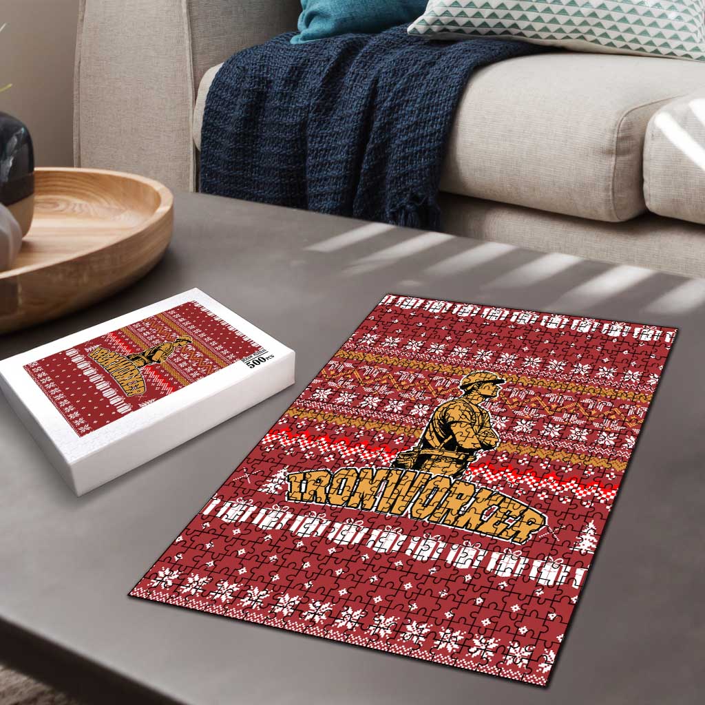Christmas Ironworker American Flag Puzzle Xmas Holiday Patterns - Wonder Print Shop