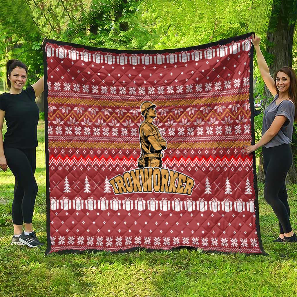 Christmas Ironworker American Flag Quilt Xmas Holiday Patterns - Wonder Print Shop